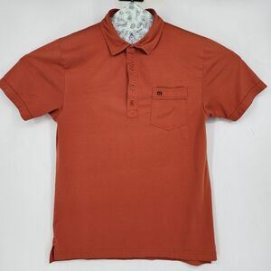 Travis Mathew Polo Shirt Mens Medium Short Sleeve‎ Golf Performance Orange